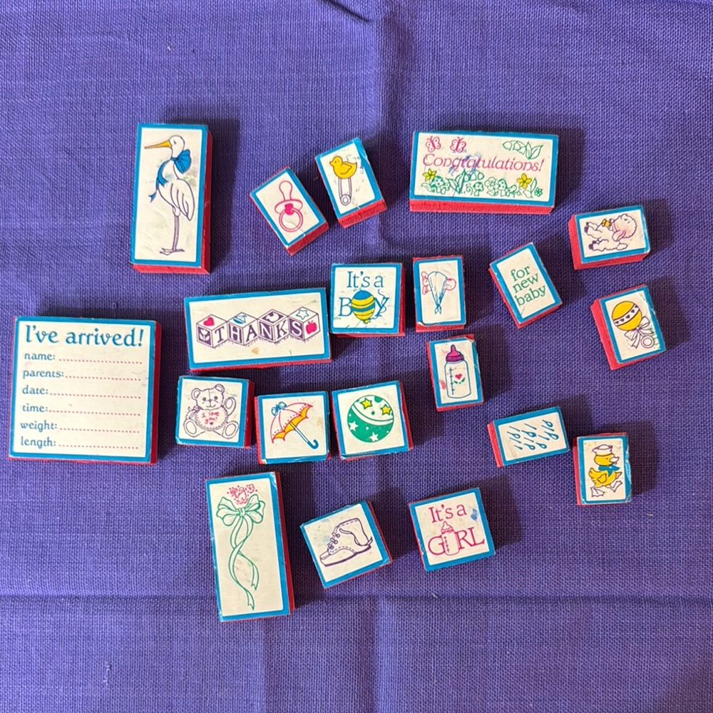 Colorful Baby Themed Rubber Stamps Set